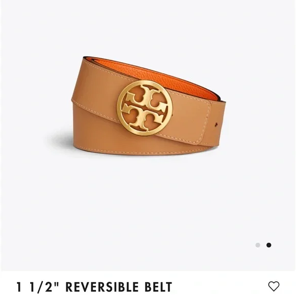 NWT XS Tory Burch 1 1/2" Reversible Logo Belt in Mango/Cardamom/G… - Picture 2 of 3